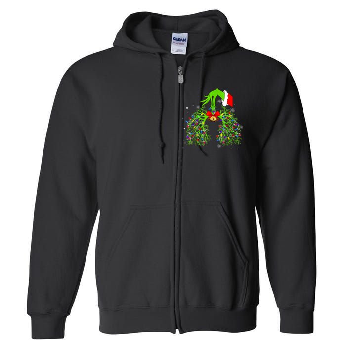 Christmas Nurse Respiratory Therapist Lung Xmas Lights Full Zip Hoodie