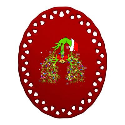 Christmas Nurse Respiratory Therapist Lung Xmas Lights Ceramic Oval Ornament