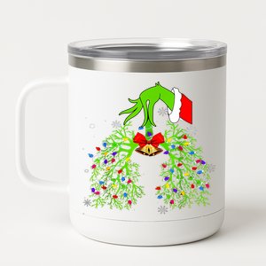 Christmas Nurse Respiratory Therapist Lung Xmas Lights 12 oz Stainless Steel Tumbler Cup