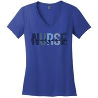 Cute Nurse Retro Leopard Print Emergency Nurse Cool Gift Women's V-Neck T-Shirt