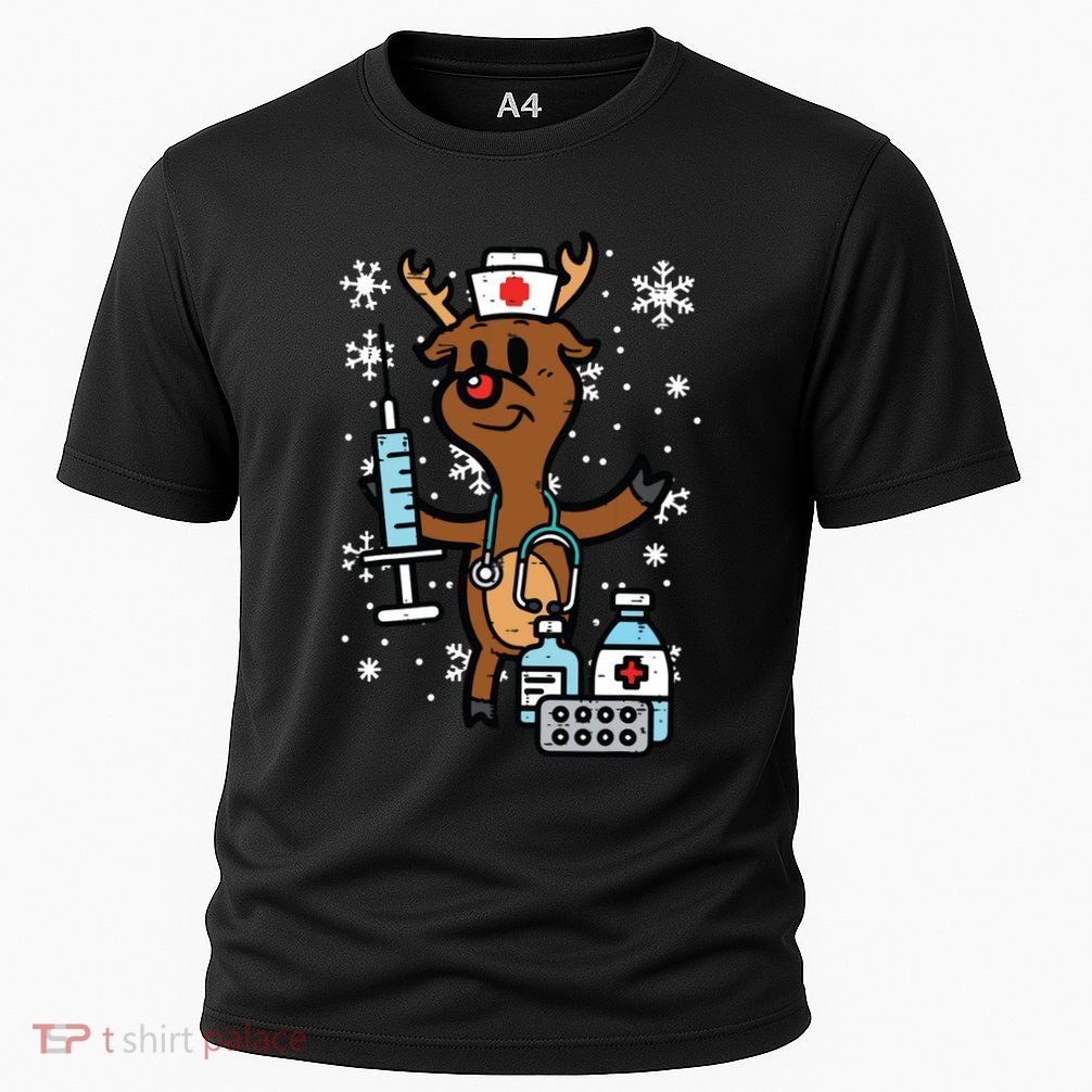 Christmas Nurse Reindeer Funny Xmas Nursing Scrub Top Women Performance Shirt