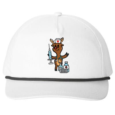 Christmas Nurse Reindeer Funny Xmas Nursing Scrub Top Women Snapback Five-Panel Rope Hat