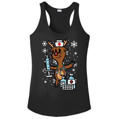 Christmas Nurse Reindeer Funny Xmas Nursing Scrub Top Women Ladies PosiCharge Competitor Racerback Tank