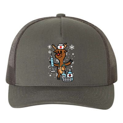 Christmas Nurse Reindeer Funny Xmas Nursing Scrub Top Women Yupoong Adult 5-Panel Trucker Hat