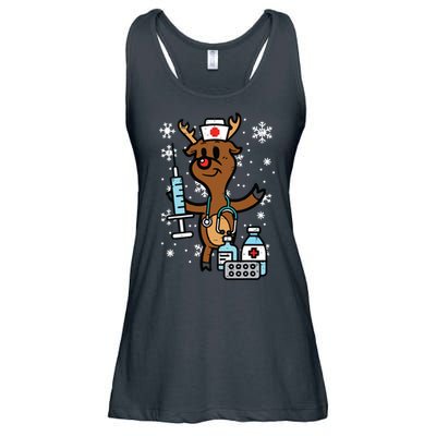 Christmas Nurse Reindeer Funny Xmas Nursing Scrub Top Women Ladies Essential Flowy Tank