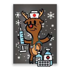 Christmas Nurse Reindeer Funny Xmas Nursing Scrub Top Women Poster