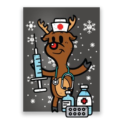 Christmas Nurse Reindeer Funny Xmas Nursing Scrub Top Women Poster