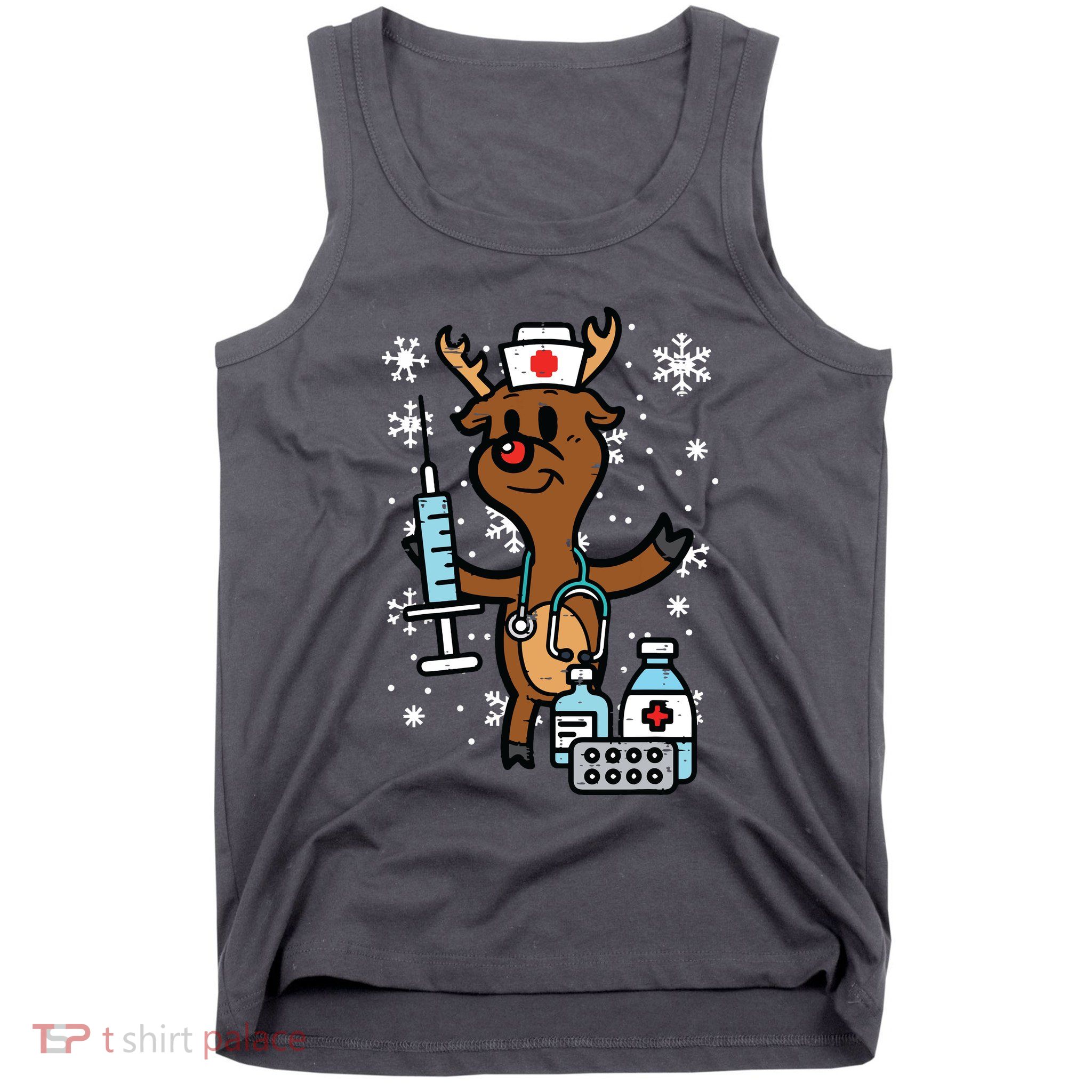 Christmas Nurse Reindeer Funny Xmas Nursing Scrub Top Women Tank Top