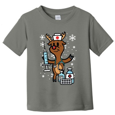 Christmas Nurse Reindeer Funny Xmas Nursing Scrub Top Women Toddler T-Shirt