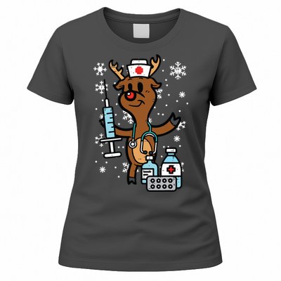 Christmas Nurse Reindeer Funny Xmas Nursing Scrub Top Women Women's T-Shirt