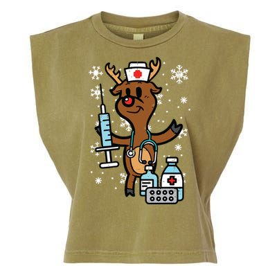 Christmas Nurse Reindeer Funny Xmas Nursing Scrub Top Women Garment-Dyed Women's Muscle Tee