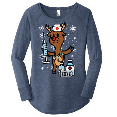 Christmas Nurse Reindeer Funny Xmas Nursing Scrub Top Women Women's Perfect Tri Tunic Long Sleeve Shirt