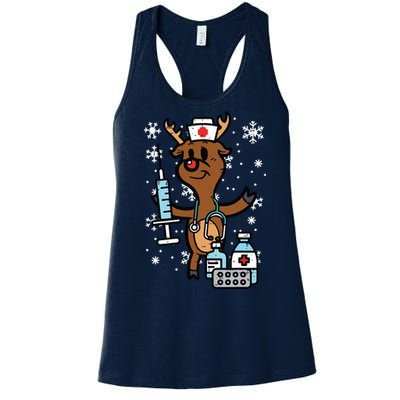 Christmas Nurse Reindeer Funny Xmas Nursing Scrub Top Women Women's Racerback Tank