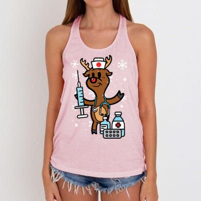 Christmas Nurse Reindeer Funny Xmas Nursing Scrub Top Women Women's Knotted Racerback Tank