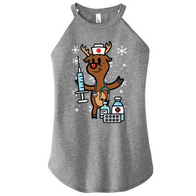 Christmas Nurse Reindeer Funny Xmas Nursing Scrub Top Women Women's Perfect Tri Rocker Tank