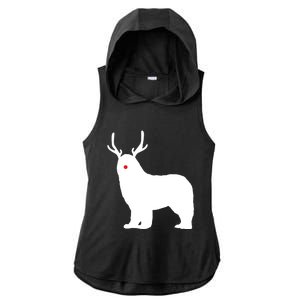 Christmas Newfoundland Reindeer Newfie Dog Gift Ladies PosiCharge Tri-Blend Wicking Draft Hoodie Tank