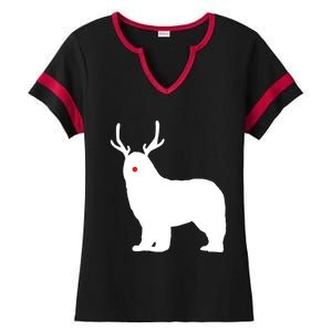 Christmas Newfoundland Reindeer Newfie Dog Gift Ladies Halftime Notch Neck Tee