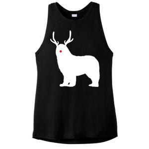 Christmas Newfoundland Reindeer Newfie Dog Gift Ladies PosiCharge Tri-Blend Wicking Tank