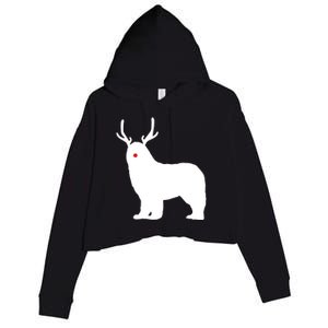 Christmas Newfoundland Reindeer Newfie Dog Gift Crop Fleece Hoodie