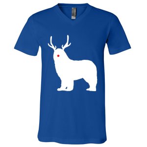 Christmas Newfoundland Reindeer Newfie Dog Gift V-Neck T-Shirt