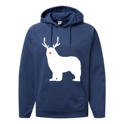 Christmas Newfoundland Reindeer Newfie Dog Gift Performance Fleece Hoodie