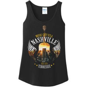 Country Nashville Retro Graphic Guitar Ladies Essential Tank