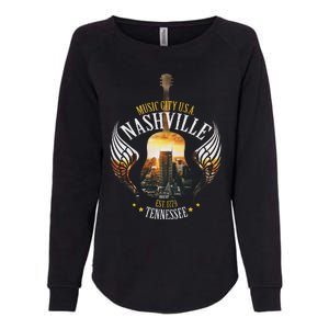 Country Nashville Retro Graphic Guitar Womens California Wash Sweatshirt