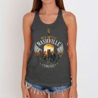 Country Nashville Retro Graphic Guitar Women's Knotted Racerback Tank