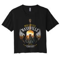 Country Nashville Retro Graphic Guitar Women's Crop Top Tee