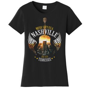 Country Nashville Retro Graphic Guitar Women's T-Shirt