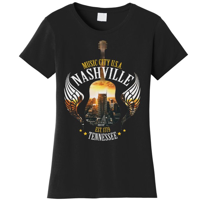 Country Nashville Retro Graphic Guitar Women's T-Shirt