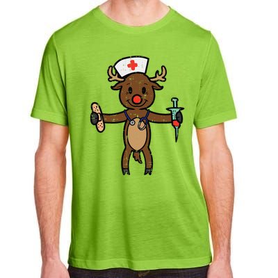 Christmas Nurse Reindeer Funny Xmas Nursing Scrub Top Funny Gift Adult ChromaSoft Performance T-Shirt