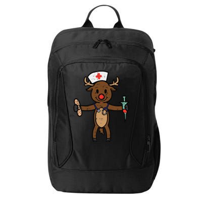 Christmas Nurse Reindeer Funny Xmas Nursing Scrub Top Funny Gift City Backpack