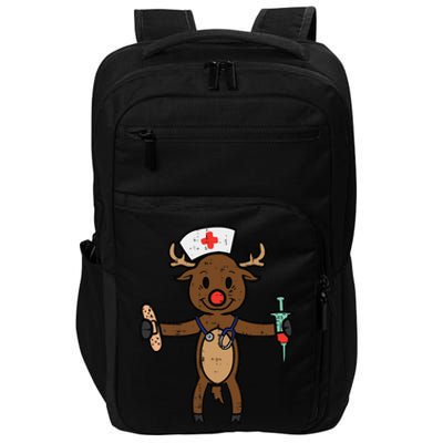 Christmas Nurse Reindeer Funny Xmas Nursing Scrub Top Funny Gift Impact Tech Backpack