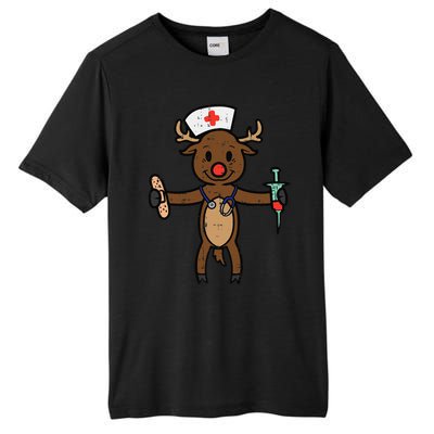 Christmas Nurse Reindeer Funny Xmas Nursing Scrub Top Funny Gift Tall Fusion ChromaSoft Performance T-Shirt