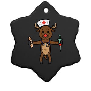 Christmas Nurse Reindeer Funny Xmas Nursing Scrub Top Funny Gift Ceramic Star Ornament