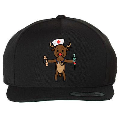 Christmas Nurse Reindeer Funny Xmas Nursing Scrub Top Funny Gift Wool Snapback Cap