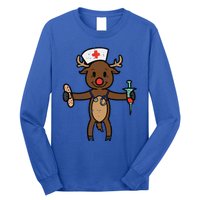 Christmas Nurse Reindeer Funny Xmas Nursing Scrub Top Funny Gift Long Sleeve Shirt