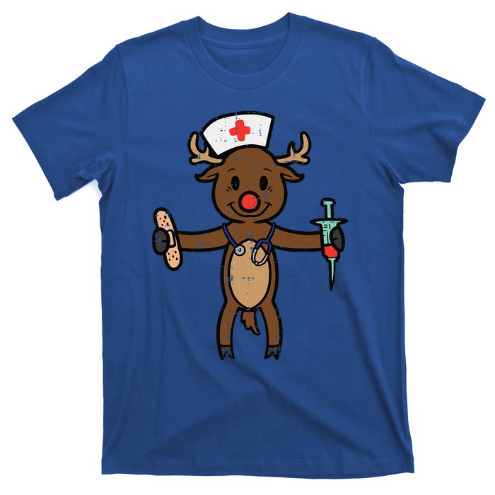 Christmas Nurse Reindeer Funny Xmas Nursing Scrub Top Funny Gift T-Shirt