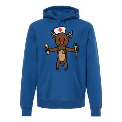 Christmas Nurse Reindeer Funny Xmas Nursing Scrub Top Funny Gift Premium Hoodie