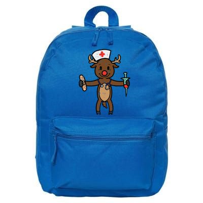 Christmas Nurse Reindeer Funny Xmas Nursing Scrub Top Funny Gift 16 in Basic Backpack