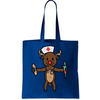 Christmas Nurse Reindeer Funny Xmas Nursing Scrub Top Funny Gift Tote Bag