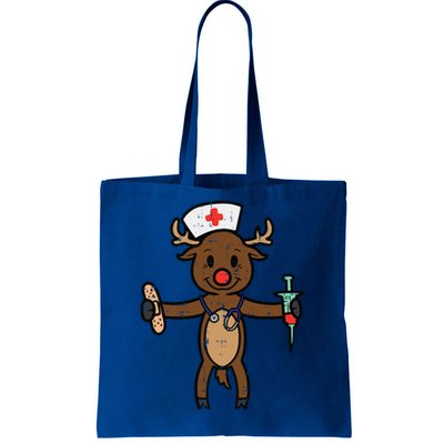 Christmas Nurse Reindeer Funny Xmas Nursing Scrub Top Funny Gift Tote Bag