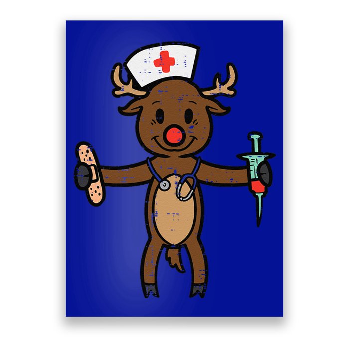 Christmas Nurse Reindeer Funny Xmas Nursing Scrub Top Funny Gift Poster