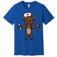 Christmas Nurse Reindeer Funny Xmas Nursing Scrub Top Funny Gift Premium T-Shirt