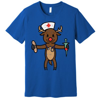 Christmas Nurse Reindeer Funny Xmas Nursing Scrub Top Funny Gift Premium T-Shirt