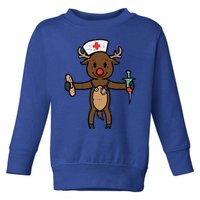 Christmas Nurse Reindeer Funny Xmas Nursing Scrub Top Funny Gift Toddler Sweatshirt