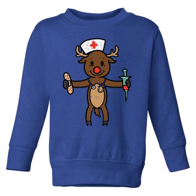 Christmas Nurse Reindeer Funny Xmas Nursing Scrub Top Funny Gift Toddler Sweatshirt