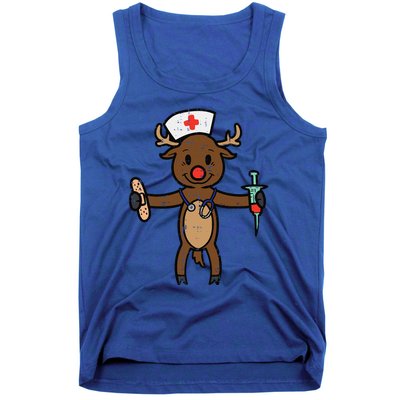 Christmas Nurse Reindeer Funny Xmas Nursing Scrub Top Funny Gift Tank Top