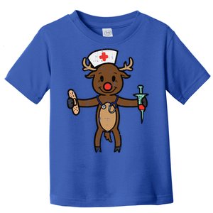 Christmas Nurse Reindeer Funny Xmas Nursing Scrub Top Funny Gift Toddler T-Shirt